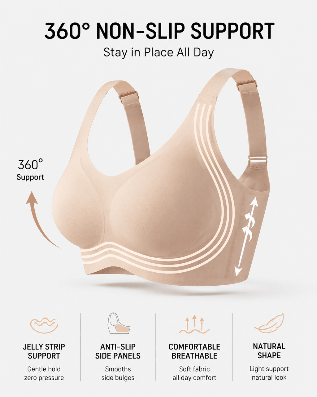 Comfort Lift Full Coverage Wireless Jelly Bra - Aessove