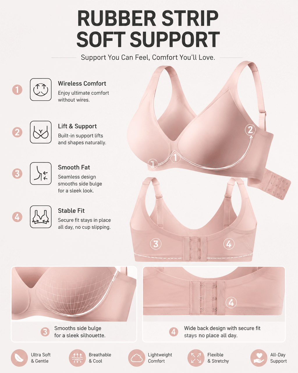 Comfort Lift Seamless Deep V Wireless Bra - Aessove