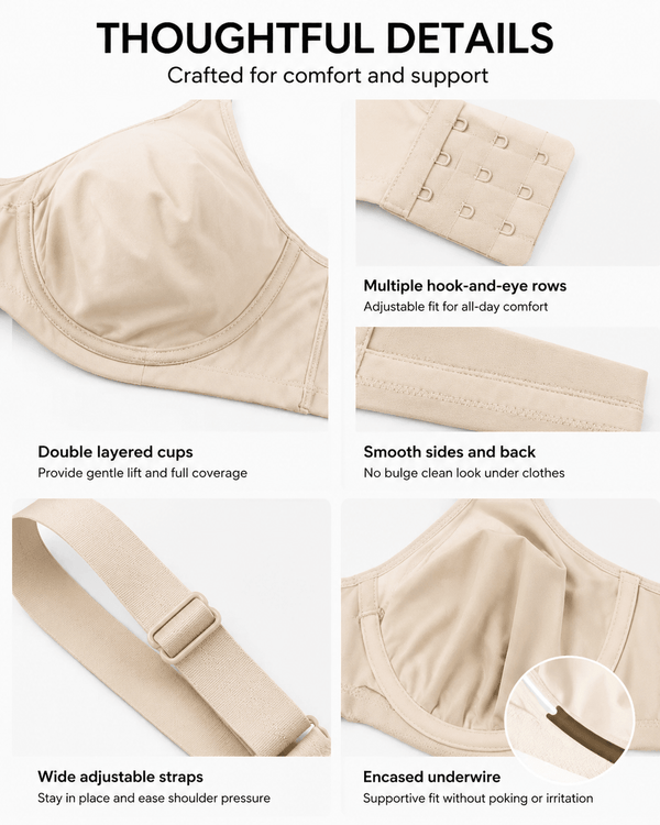 Cooling Support Plus Size Full Coverage Minimizer Bra - Aessove