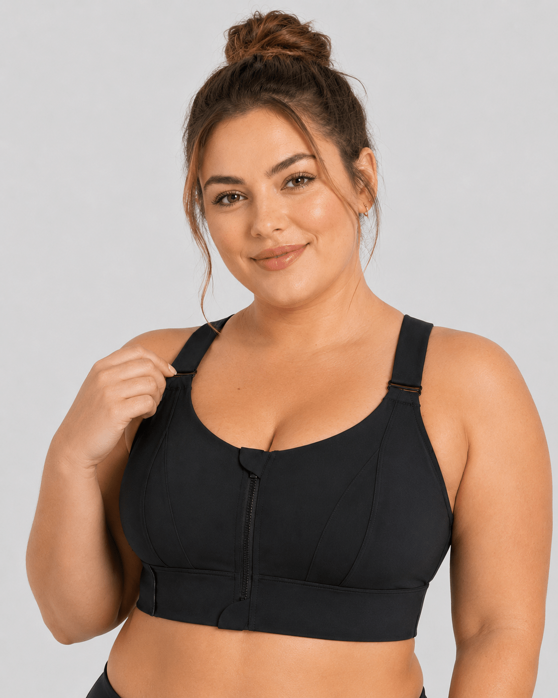 High Impact Support Plus Size Zip-Front Sports Bra - Aessove Main image