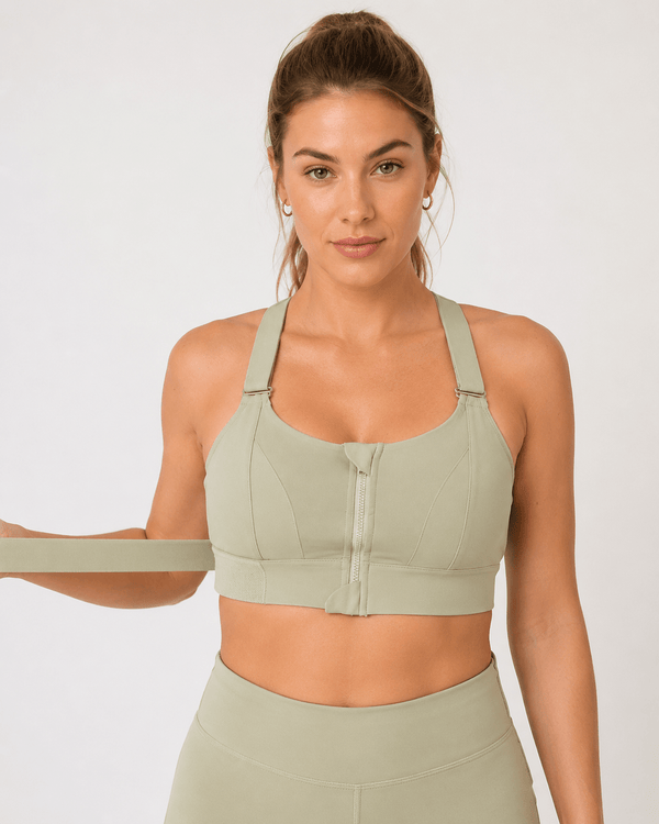 High Impact Support Plus Size Zip-Front Sports Bra - Aessove