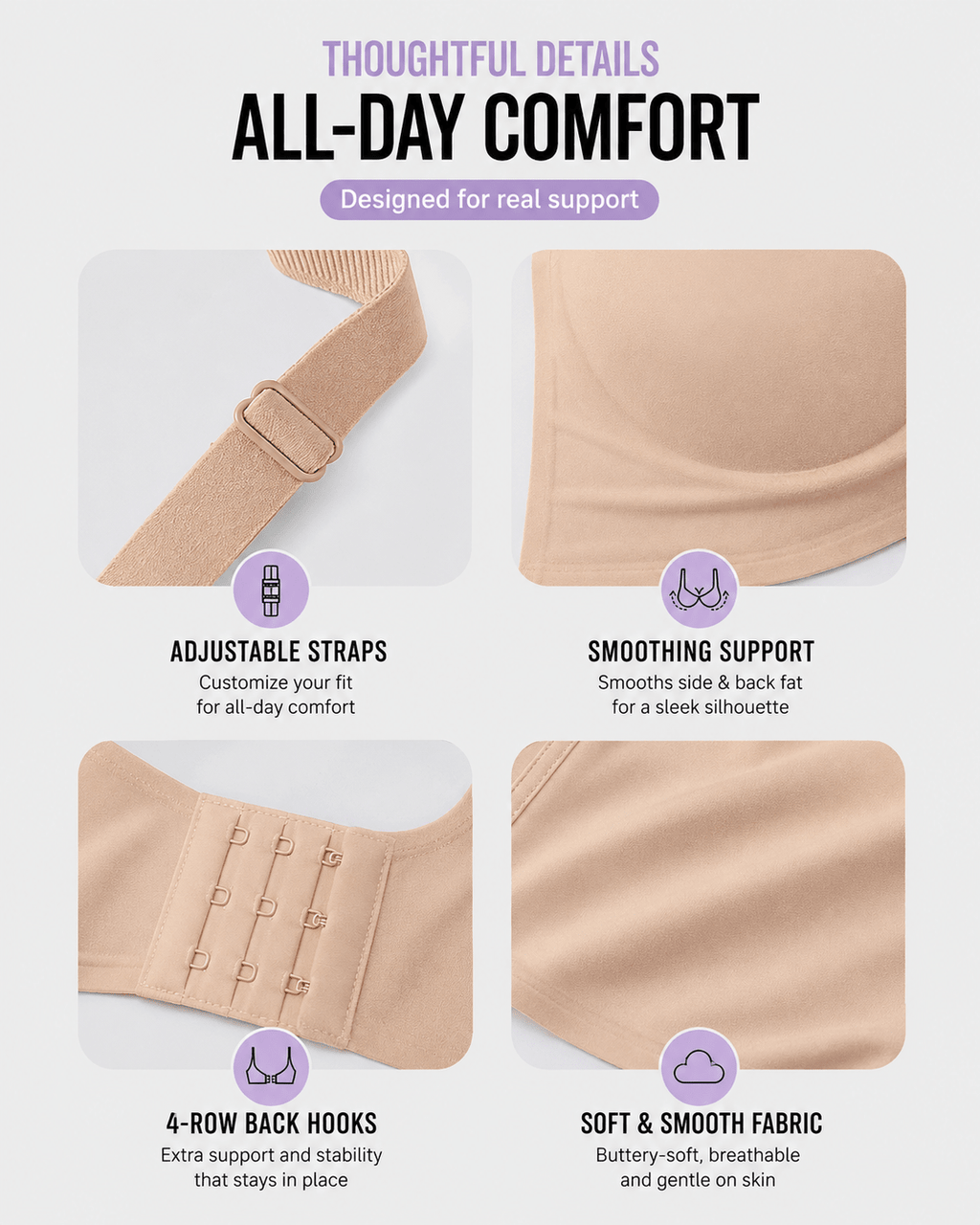 Natural Lift Seamless Jelly Strip Wireless Bra - Aessove