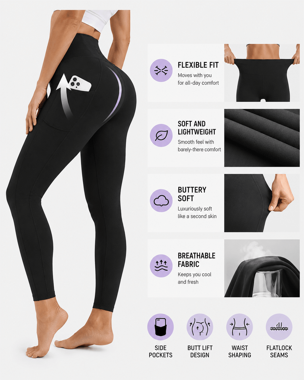 Sculpting High-Waisted Pocket Training Leggings - Aessove