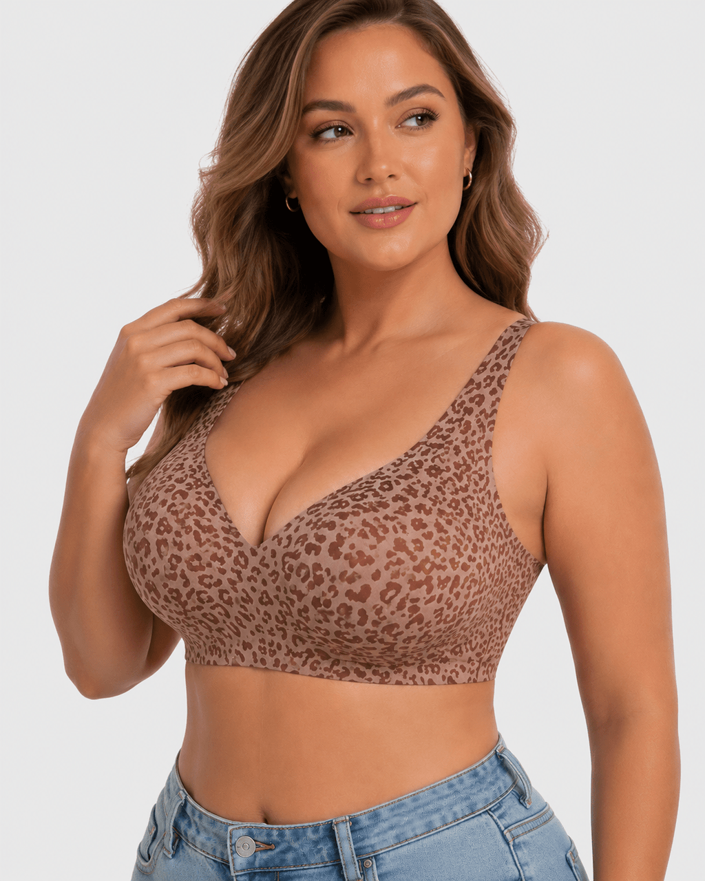 Soft Lift Leopard Deep-V Jelly Bra - Aessove