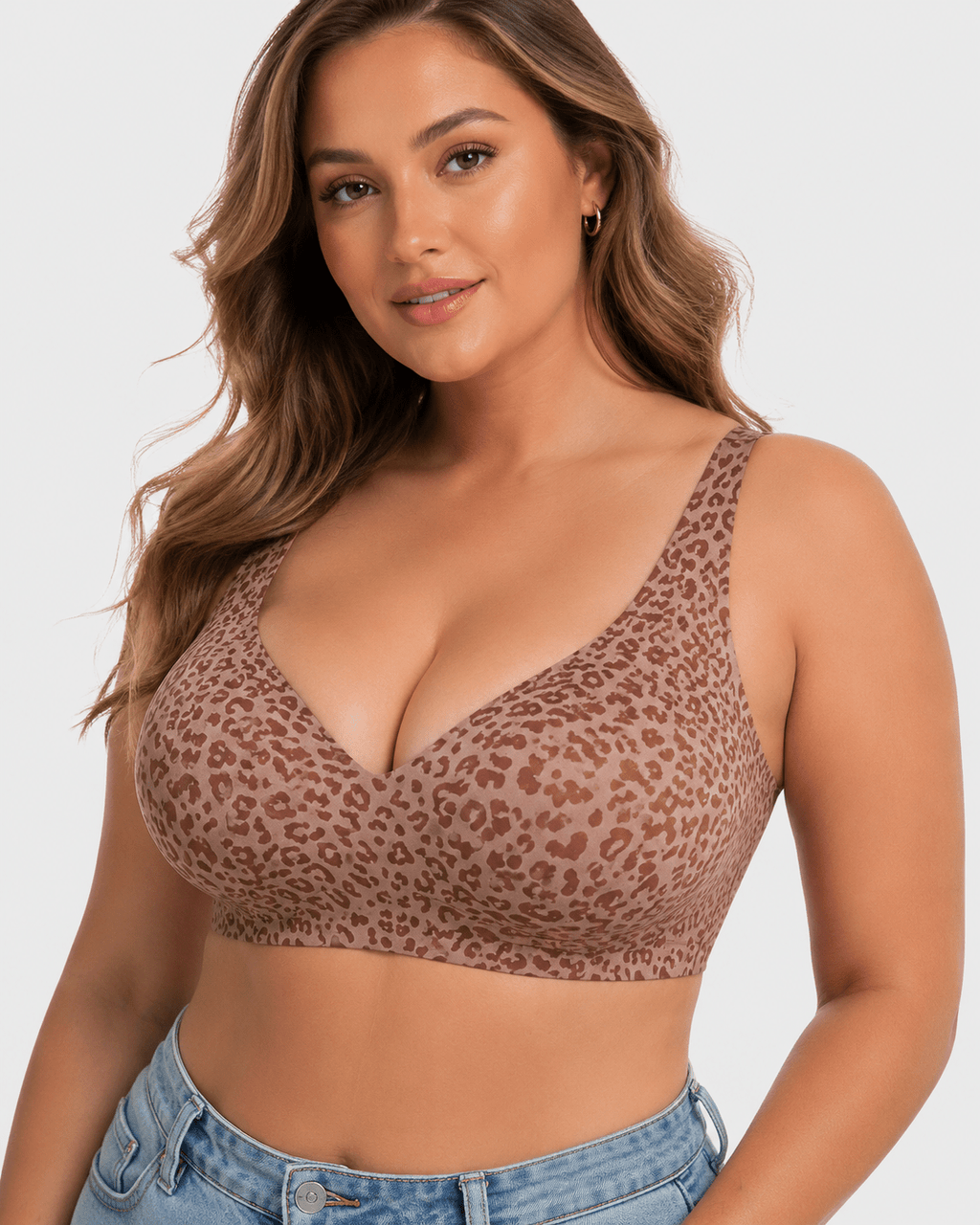 Soft Lift Leopard Deep-V Jelly Bra - Aessove