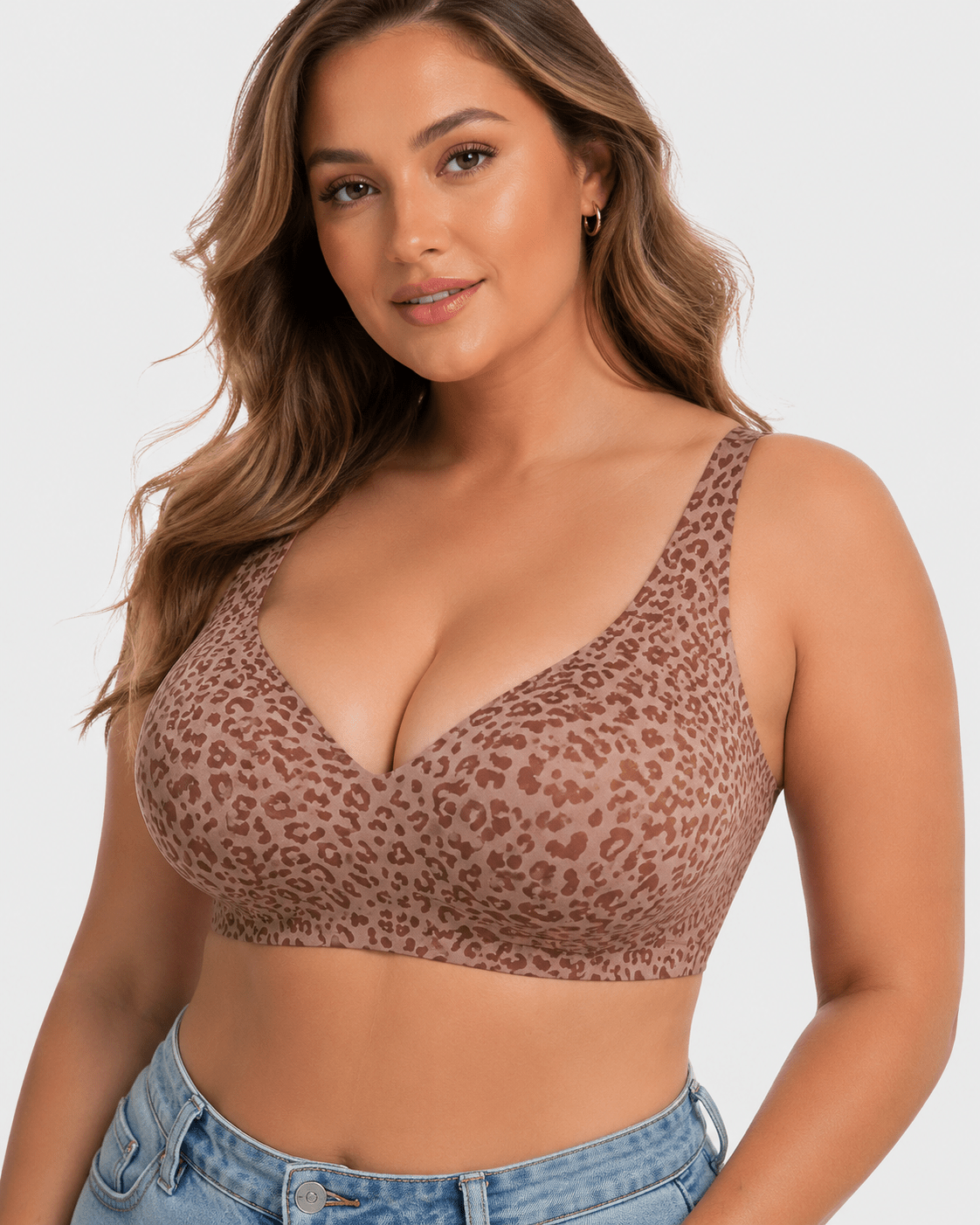Soft Lift Leopard Deep-V Jelly Bra - Aessove