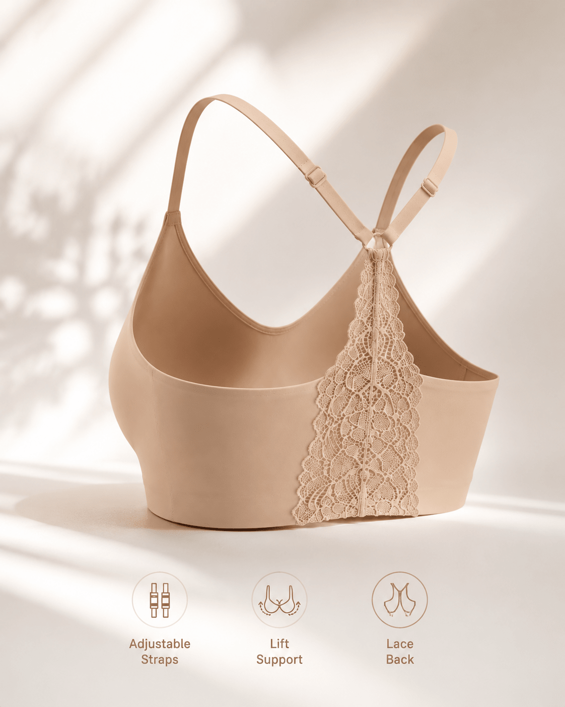 Soft Support Backless Lace Bralette - Aessove