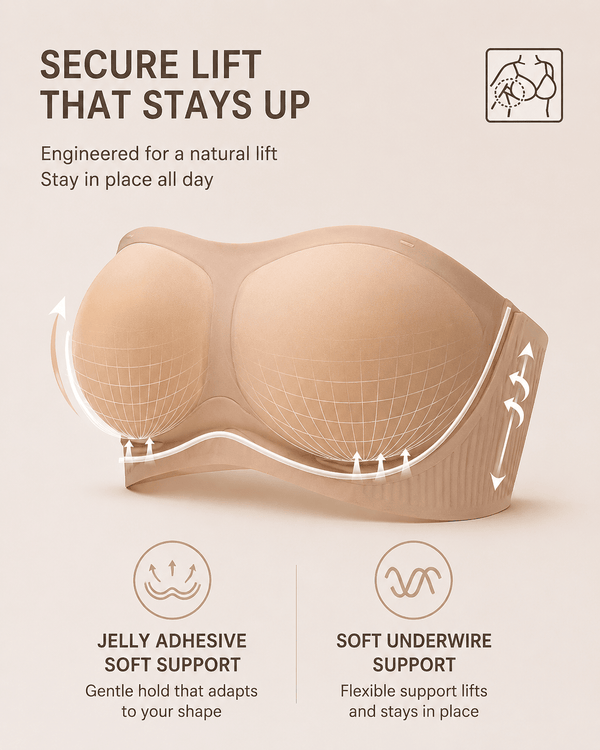 Stay-Put Lift Cooling Strapless Bra - Aessove