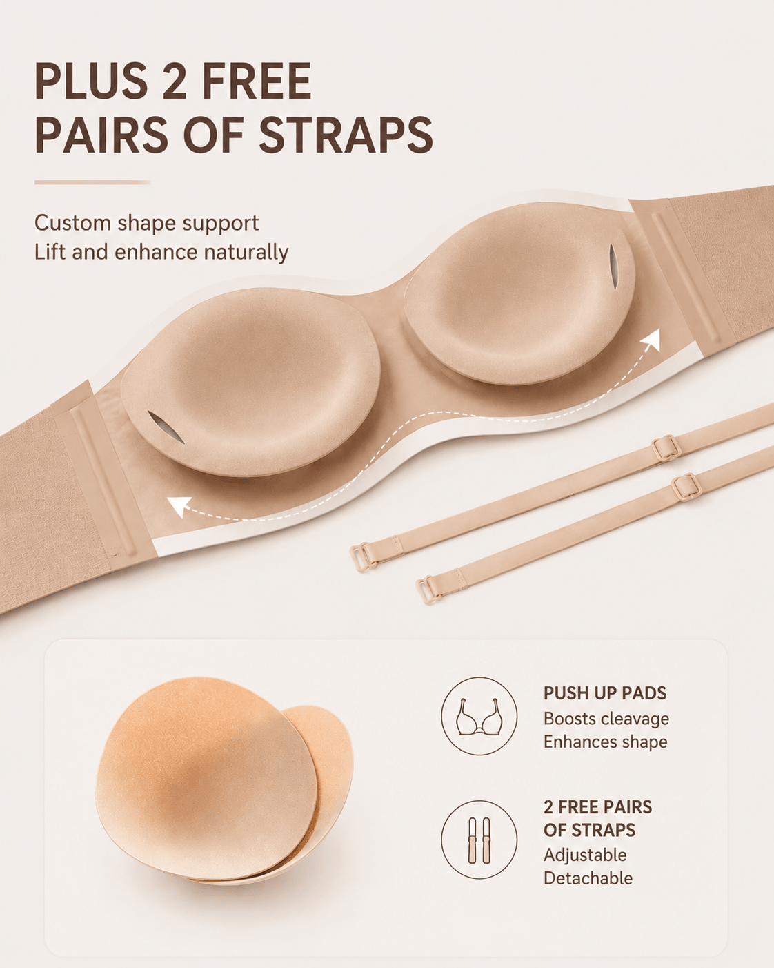 Stay-Put Lift Cooling Strapless Bra - Aessove