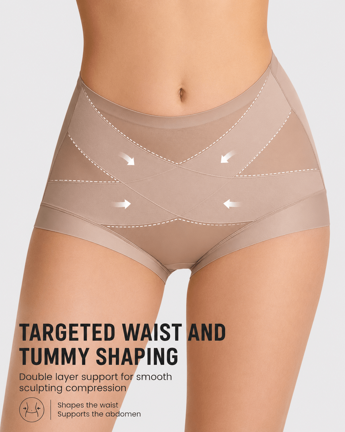 Tummy Control High-Waist Cross-Compression Panties 6-Pac - Aessove
