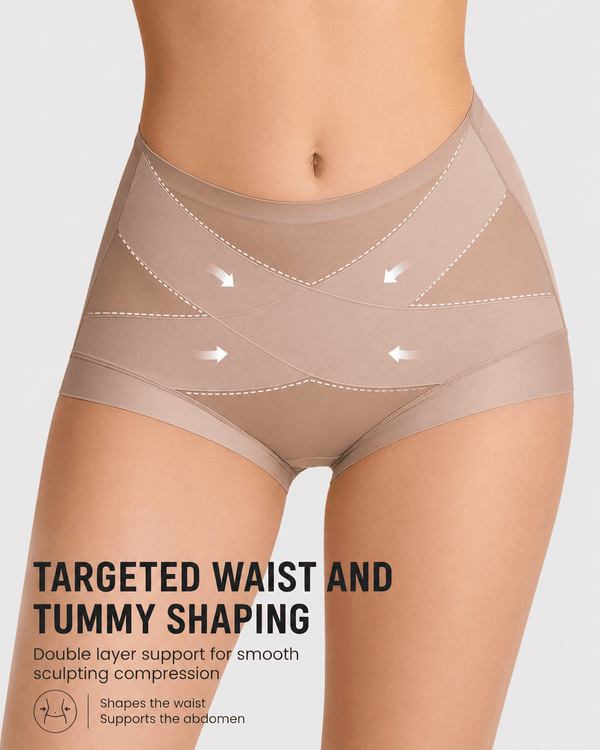 Tummy Control High-Waist Cross-Compression Panties 6-Pac - Aessove