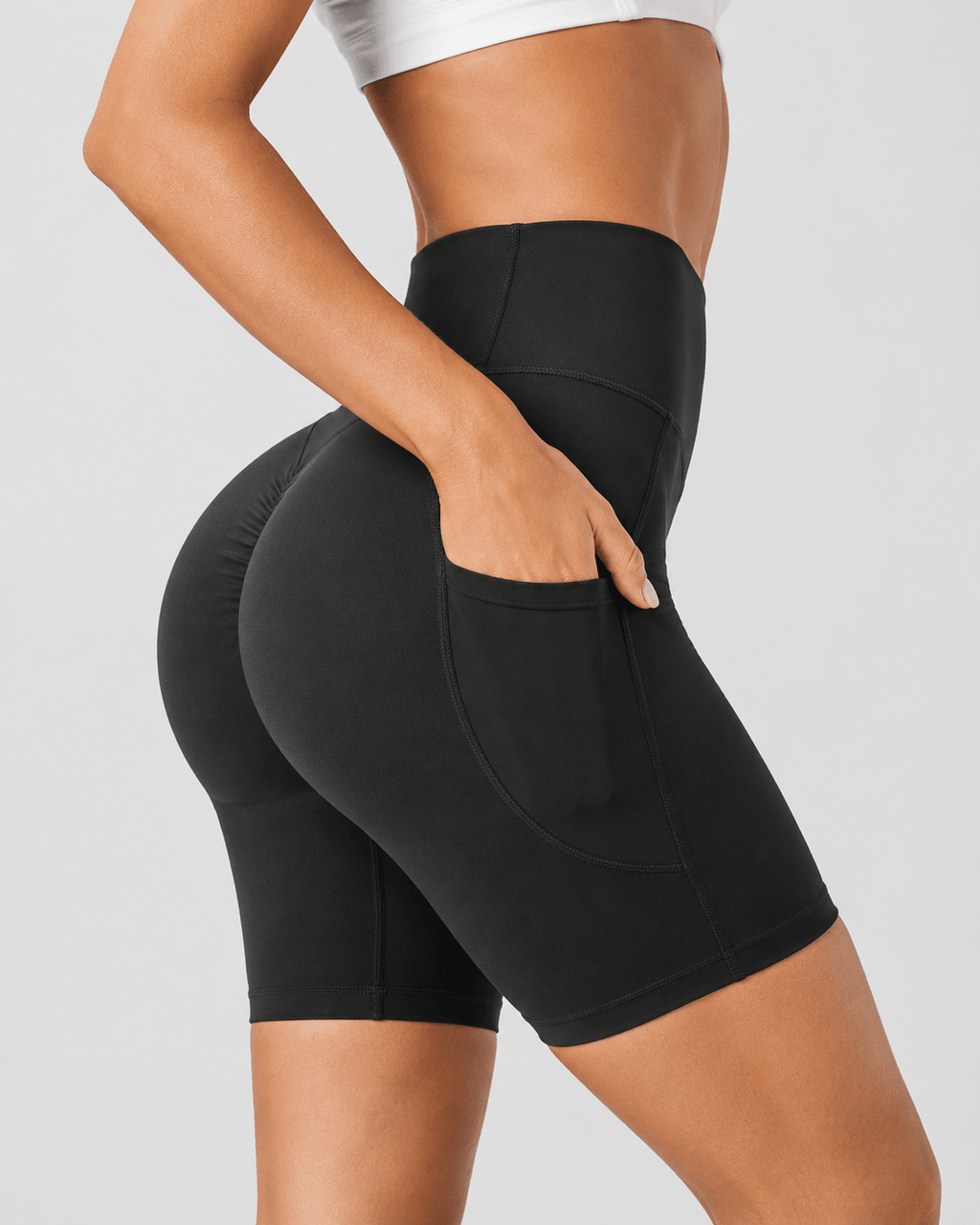 Tummy Control High-Waisted Pocket Training Shorts – 7" - Aessove