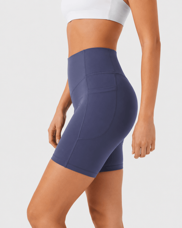 Tummy Control High-Waisted Pocket Training Shorts – 7" - Aessove