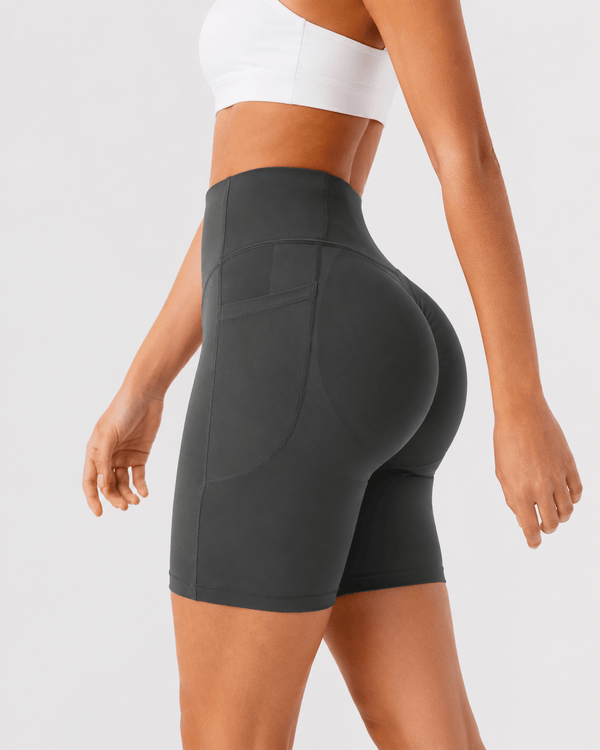 Tummy Control High-Waisted Pocket Training Shorts – 7" - Aessove