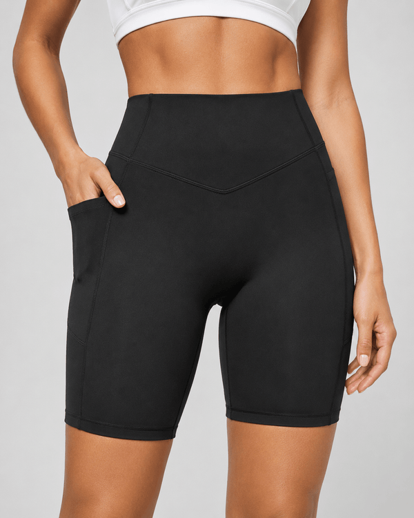 Tummy Control High-Waisted Pocket Training Shorts – 7" - Aessove