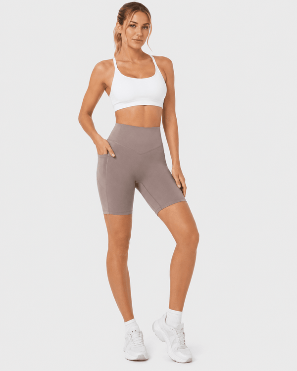 Tummy Control High-Waisted Pocket Training Shorts – 7" - Aessove