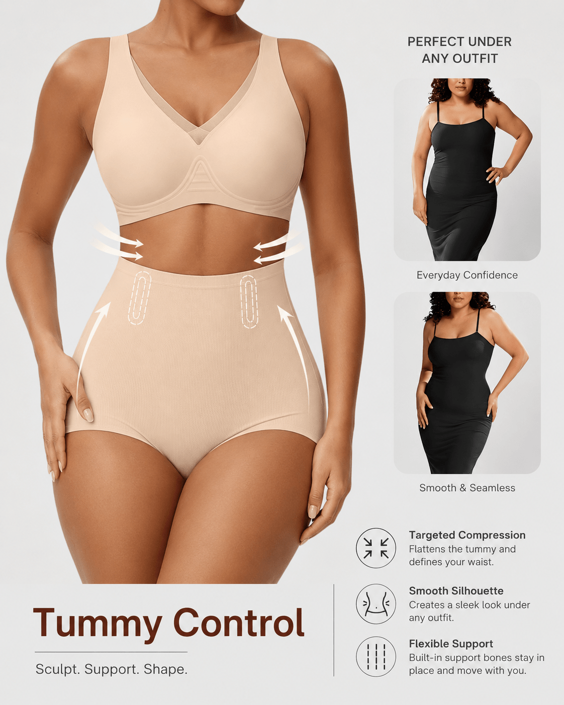 Tummy Control Seamless High-Waist Shaping Panties 3-Pack - Aessove