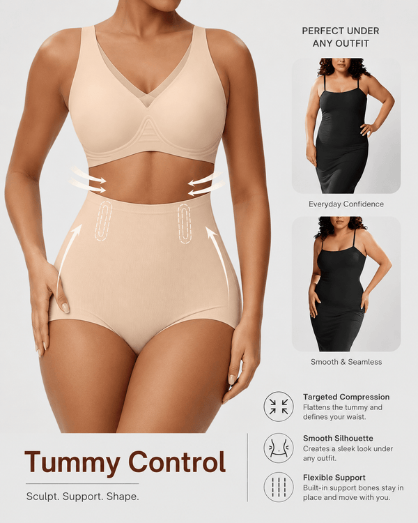 Tummy Control Seamless High-Waist Shaping Panties 3-Pack - Aessove