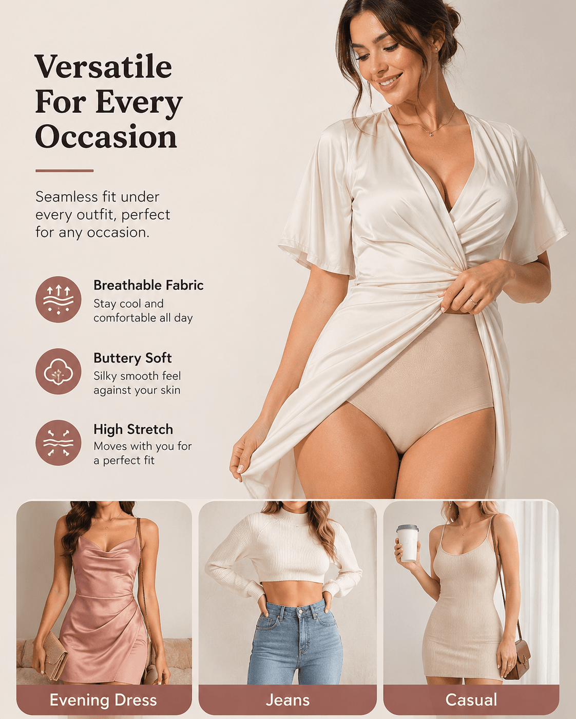 Tummy Control Seamless High-Waist Shaping Panties 3-Pack - Aessove